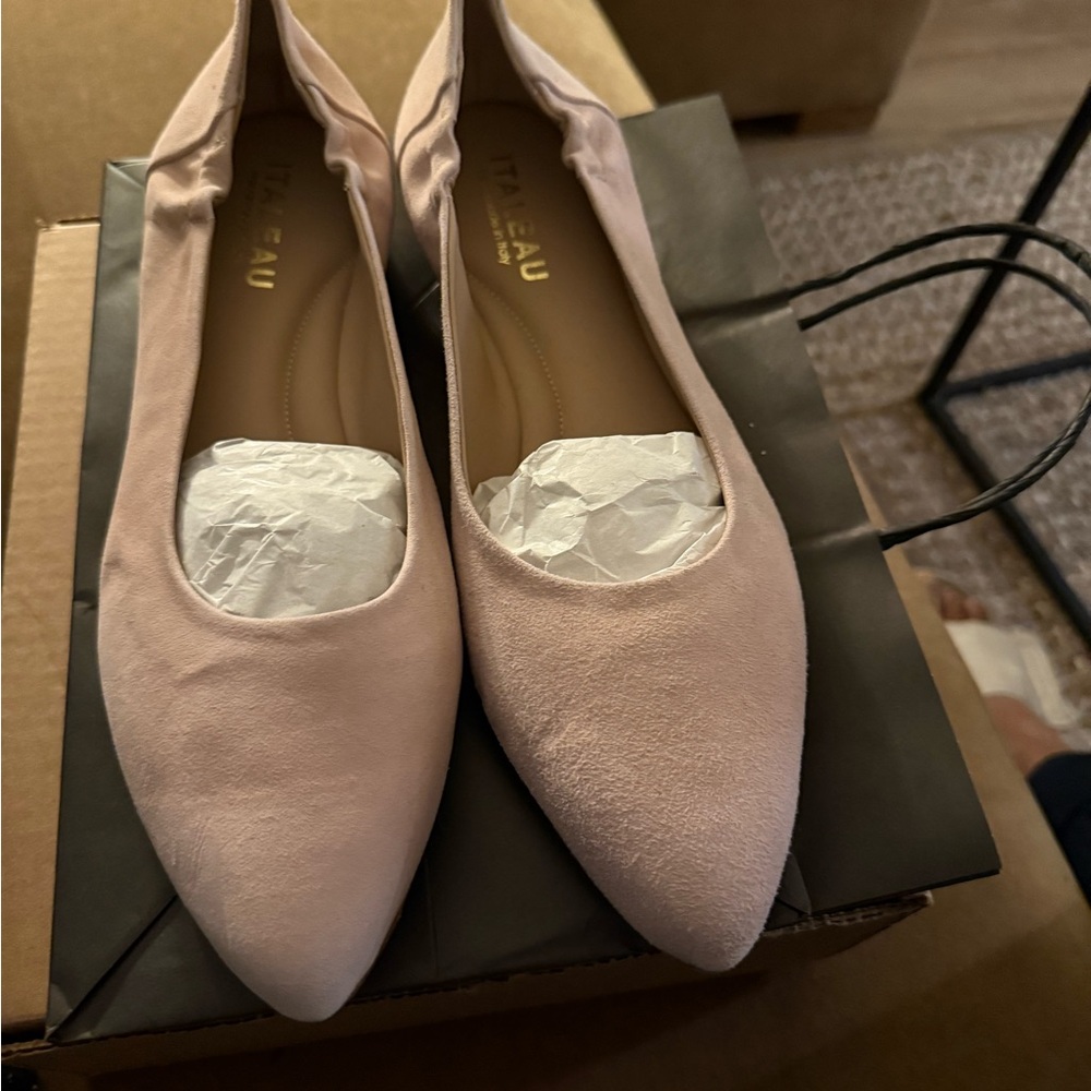 TALL LADIES SIZE 12 | BRAND NEW ITALEAU Blush Suede Ballet Flats